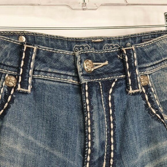 Miss Me Womens Distressed Boyfriend Capri Jeans Cropped Bling Size 28 JPB5014 - Picture 4 of 12